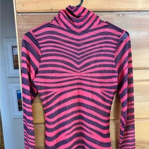 AFRM Vibrant Red and Black Striped Long Sleeve Top